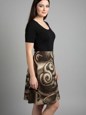 Reversible Art Skirt, Charcoal Drawing Print Skirt, High Waist A Line Skirt